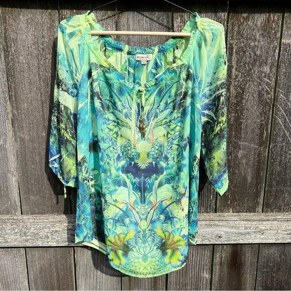 One World Layered Sheer Top Green - Picture 1 of 7